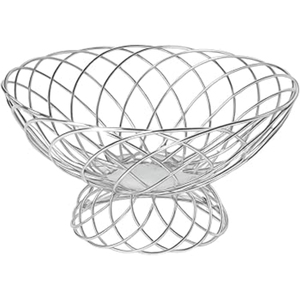 Corbeille à fruits moderne en acier inoxydable poli avec base sur pied, panier à fruits en fil métallique pour le rangement de la cuisine et la décoration intérieure - Product Image 1