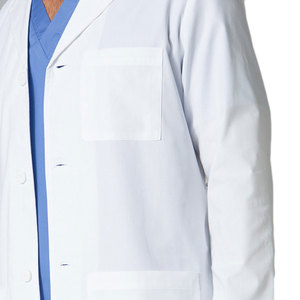 Bata de Laboratorio de Algodón Blanca para Hombre con Nombre de Hospital Personalizado, Manga Larga, Uniforme de Hospital Tejido, Vista Trasera - Product Image 6
