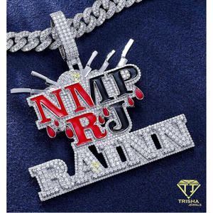 Luxury Moissanite <b>Custom</b> <b>Name</b> Pendant Cuban Link <b>Necklace</b> Iced 925 Silver Gold Plated Hip Hop Jewelry GIA Certified for Men - Product Image 3