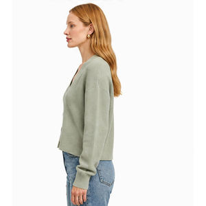 Cárdigan de Invierno para Mujer, Cuello Redondo, Botones, Color Sólido, Manga Larga, Estilo Casual, Tejido de Punto, 100% Acrílico, Largo Regular, Estilo Urbano - Product Image 3