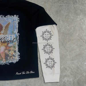 Camiseta de algodón lavada con ácido de doble capa para hombre con logotipo personalizado, transpirable, Vintage, de peso pesado, estilo callejero, antiarrugas, de gran tamaño - Product Image 4