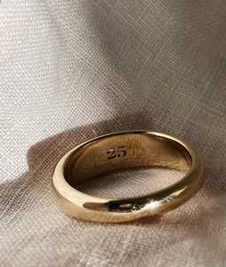 Wide Tapered Christian Unisex Gold Wedding Bands 14K 18K Solid Gold Minimalist Modern Luxury <b>Plain</b> Chunky Stackable <b>Rings</b> - Product Image 4