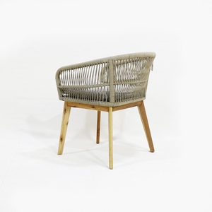 Chaise de salle à manger tendance en corde tressée minimaliste - Pieds en bois massif durables, siège d'extérieur écologique pour villa et patio avec coussin moelleux - Product Image 3
