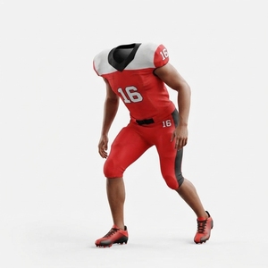 Conjunto de Uniforme de Fútbol Americano Rojo para Hombre, Manga Corta, Transpirable, Ajustado, de Malla, para Adultos, para Todas las Temporadas - Product Image 2