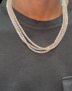 Solid <b>Gold</b> Lab Diamond <b>Tennis</b> <b>Necklace</b> Round Brilliant Cut Lab Grown IGI Certified Hip Hop Style Daily Wear Charm Jewelry - Product Image 4