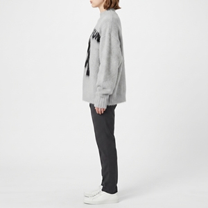 Pull-over d'hiver pour homme en mohair/acrylique respirant à séchage rapide avec décoration ajourée et col rond - Product Image 3