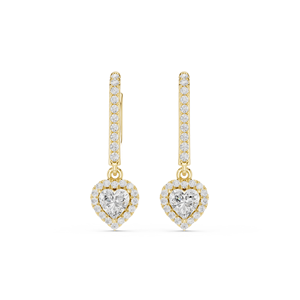Unique Heart and Round Cut Lab Grown Diamond 14K Gold IGI Certified <b>Earring</b> <b>Tops</b> for Gift Party & Anniversary - Product Image 3