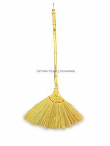 Balai à herbe classique écologique avec manche en plastique, fibres de coco, poils moyens non teintés, outil de balayage de sol durable pour - Product Image 2