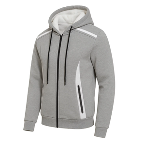Sweat-shirt à capuche zippé pour homme ROCK, doublure polaire Sherpa, avec bordure réfléchissante, mélange de coton chaud, personnalisable, vente en gros - Product Image 3