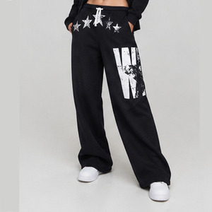 Pantalones Deportivos de Pierna Ancha para Mujer, Personalizados con Serigrafía, de Poliéster y Algodón, Estilo Casual Urbano, OEM - Product Image 1