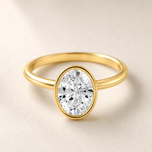 Oval Cut Moissanite Gold Plated Classic Engagement <b>Ring</b> 925 Sterling <b>Silver</b> <b>Solitaire</b> Wedding Band for Women - Product Image 4