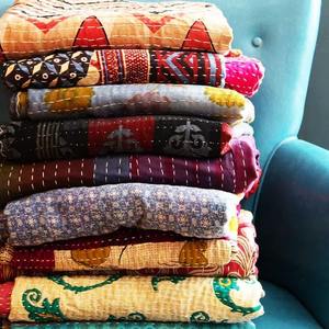 Colcha Kantha Bordada Floral Bohemia Hecha a Mano, Colcha Reversible de Algodón Vintage Gudri de Bengala, para Uso Doméstico, Venta al por Mayor - Product Image 6