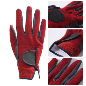<b>Red</b> Spandex Full Finger Synthetic Leather Non-Slip Pull-On Unisex Horse Riding <b>Gloves</b> - Product Image 6