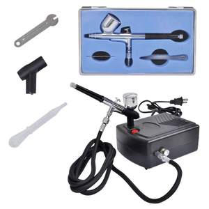 Suministros de decoración de pasteles Juego de compresor de aerógrafo con manguera de aire de 4 '11 "y regulador de flujo de aire - Product Image 1