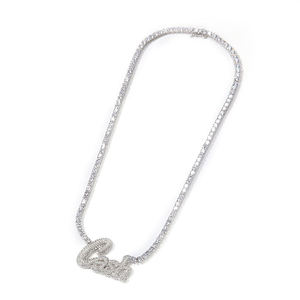 Moissanite Letter Pendant <b>Necklace</b> New Style Letter Hip Hop Luxury 925 Sterling Silver VVS <b>Necklace</b> DIY English <b>Name</b> - Product Image 5
