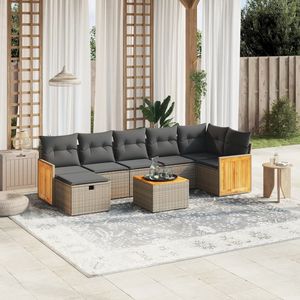 Conjunto de Sofá de Jardín de Ratán Gris Oscuro con Asientos Acolchados, Muebles de Exterior de Diseño Contemporáneo, Ratán PE Resistente a los Rayos UV - Product Image 1