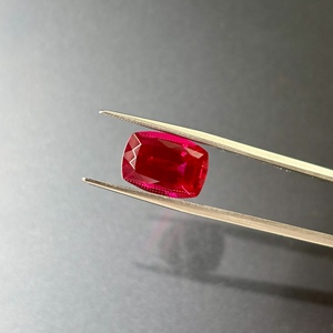 Rubí rojo sintético cultivado en laboratorio, corte cojín, a precio de fábrica para la fabricación de joyas. - Product Image 1