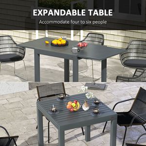 Tavolo da Pranzo Estensibile in Alluminio per Esterni, Grigio, Dimensioni Adattabili per 4-6 Persone - Product Image 4