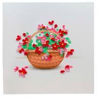 Panier de fleurs en quilling, carte de vœux faite à la main, enveloppe, art du papier quilling, spécial Vietnam, toutes occasions, cadeaux artisanaux en papier