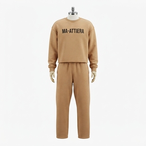 Conjunto Deportivo para Hombre, Sudadera y Pantalones Jogger Color Camel, Cuello Redondo, Dos Piezas, Ropa Casual de Calle y para Estar en Casa - Product Image 3