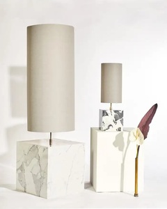 Modern Marble <b>Table</b> Lamp With Sleek Cylindrical Shade And Refined Contemporary Decorative Lighting Appeal - Product Image 3