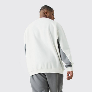 เสื้อสเวตเชิ้ตผู้ชายผ้าโพลีเอสเตอร์/คอตตอนกันยับ ทรงหลวม สีตัดต่อ ปักลาย  สำหรับฤดูหนาว สไตล์ลำลอง รับผลิตแบบ OEM - Product Image 2