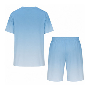 Conjunto de Camiseta de Manga Corta y Pantalones Cortos para Hombre Ekin Impex, Azul Claro, Tejido Sólido, Secado Rápido, Ropa Casual de Verano, Cuello Redondo - Product Image 2