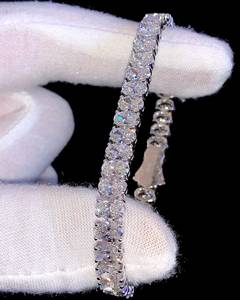 Moissanite Tennis <b>Bracelet</b> Brilliant Cut VVS Gold Plated <b>Silver</b> Anniversary Gift Her Dainty Claw Setting Trendy Wedding - Product Image 1