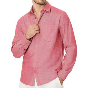 Chemises habillées pour hommes entièrement personnalisées, respirantes, infroissables, en polyester/coton de haute qualité, à col montant et fermeture à bouton unique - Product Image 1