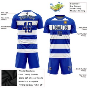 Maillot de football personnalisé en sublimation blanc et or royal avec drapeau uruguayen, respirant, uniforme d'équipe, vêtements de sport en gros - Product Image 5