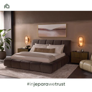 Base de Cama de Madera Maciza de Alta Calidad con Terciopelo, Cabeceros Modernos de Estilo Mid-Century para Camas Queen y King Size, para Casas y Villas Modernas - Product Image 6