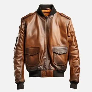High Quality <b>Winter</b> Formal Men's Leather <b>Jackets</b> with Stand Collar and Front Logo <b>Waterproof</b> Breathable & Eco-Friendly - Product Image 1