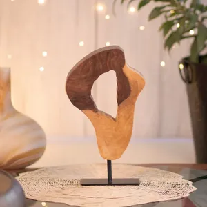 Wooden Table <b>Decor</b> - Handcrafted Round Acacia Wood Natural <b>Log</b> Table Showpiece for Living Room, Showpiece Home <b>Decor</b> - Product Image 3