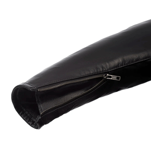 Blouson en cuir noir pour homme, style motard, avec bandes rouges et épaules matelassées, fermeture éclair, vêtement d'extérieur tendance, fabricant - Product Image 6