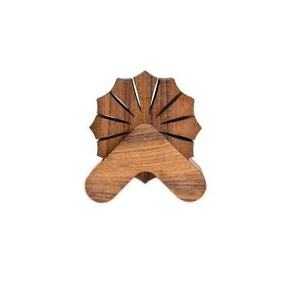 Wooden <b>Round</b> <b>Coasters</b> Nordic Design Laser Engraved Bear Mountain Pattern Non Slip Mats Pads Set of 4 - Product Image 5
