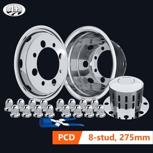 Simulador de cubierta de rueda de camión de 19.5 pulgadas de acero inoxidable T304 para camiones de doble eje trasero y autobuses, grado mayorista, cubierta de tuerca incluida - Product Image 2