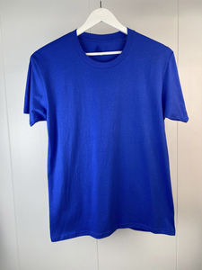 T-shirt en coton uni pour homme, tissu doux, respirant, manches courtes, col rond, vêtement décontracté pour impression - Product Image 1