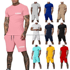 Ensembles courts T-shirt et short survêtement personnalisé Streetwear Gym Fitness hommes ensembles soleil délavé ensembles courts lavage à l'acide été pour hommes - Product Image 2