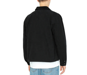 Veste de travail en toile noire pour homme, col rabattu, fermeture éclair, coupe classique, style automne, patchwork uni - Product Image 3