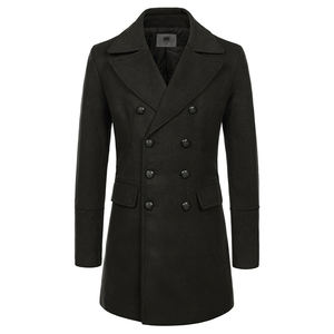 เสื้อโค้ทผู้ชายผ้าวูลแท้ 100% สีพื้น ทรงดับเบิ้ลเบรสต์ กระดุมสองแถว ดีไซน์ทันสมัย สวมใส่สบาย เหมาะสำหรับฤดูหนาว สไตล์ลำลองและสตรีทแฟชั่น - Product Image 1