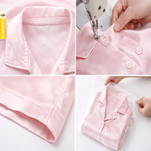 Conjunto de Pijama de Satén Sólido Tejido RTP |   Ropa de Dormir Transpirable de Mezcla de Seda/Algodón de 140 g/m² |   Conjuntos de Ropa de Dormir para Mujer al por Mayor OEM - Product Image 5