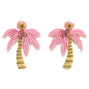 Boucles d'oreilles perlées personnalisables avec motif brodé, forme cocotier, pour les vacances à la plage, pour femmes - Product Image 4