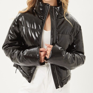 Premium Women's Cropped Puffer Jacket for Winter Casual Wear with <b>Down</b> Filling Bubble Coat Stylish Ladies Outerwear - Product Image 4