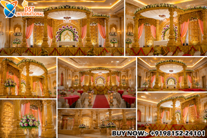 เวทีงานแต่งงานแบบอินเดียใต้ ดีไซน์ดั้งเดิมสีทอง รูปทรงมณฑป ถอดประกอบได้ สวยงาม หรูหรา วัสดุไฟเบอร์คุณภาพสูง พกพาสะดวก สำหรับงานแต่งงานฮินดู - Product Image 5