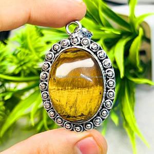 Pendentif en argent sterling massif 925 oeil de tigre pendentif en pierre précieuse bijoux en argent faits à la main bijoux oeil de tigre cadeaux de noël pour elle - Product Image 2