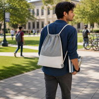 Sac à dos en coton personnalisé avec cordon de serrage |   Sac de sport réutilisable en toile 140 GSM |   Sac à cordon écologique promotionnel
