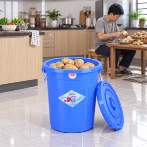 Commercial 35L Food Grade <b>Plastic</b> Storage Bucket Bulk Secure <b>Lid</b> Metal Handles Rice Water Container B2B Wholesale Supplier - Product Image 1