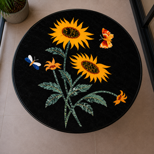 Mesa de Centro de Lujo Hecha a Mano con Incrustaciones de Mármol Negro Ecológico y Moderno para Diwali y Aniversarios, Decoración para Hoteles y Hogares - Product Image 2
