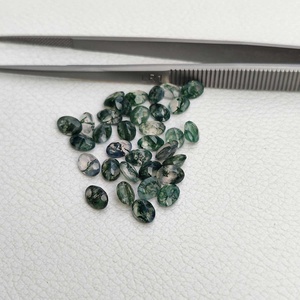 Piedra de corte ovalado facetado de ágata de musgo verde Natural de 3x5mm para joyería, piedras preciosas sueltas certificadas a precio mayorista del fabricante - Product Image 1