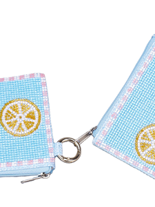 Porte-monnaie brodé à la machine avec perles, style bohème, sac artisanal à motif de fruits, fermeture ouverte, polyester respirant - Product Image 5